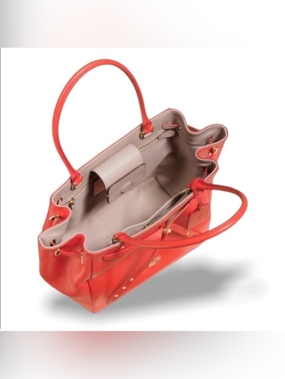 COACH 35838 WATERMELON TURNLOCK TIE LEATHER SATCHEL MSRP $395 dust bag - Picture 3 of 12